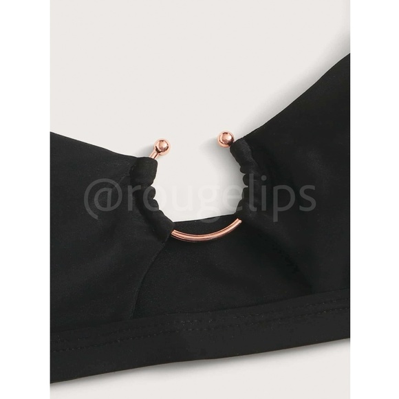 Black Swim Top Bra Ring Detail - Picture 5 of 8